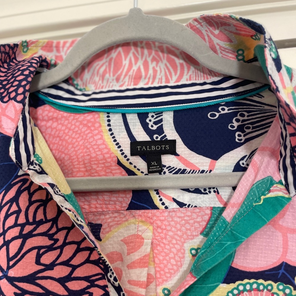 Talbots Pink and Blue Cotton Shirt - Picture 4 of 10